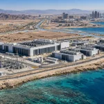 Aerial view of data center and telecom infrastructure for a new development in Saudi Arabia