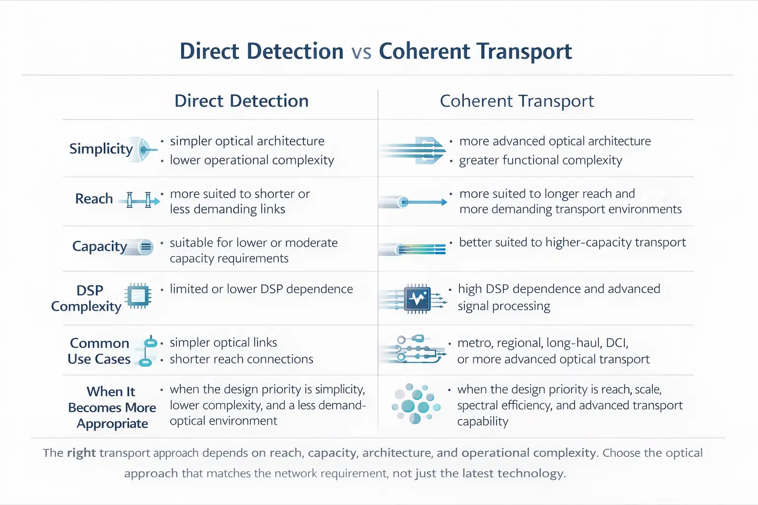Detección directa frente a transporte coherente