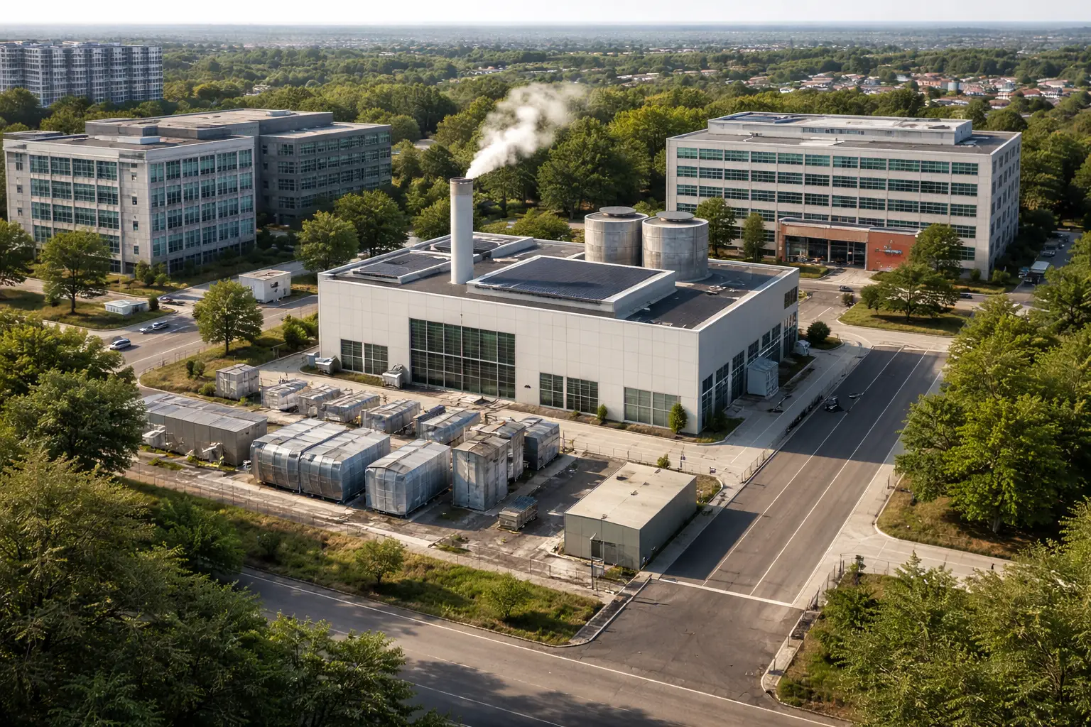 Moderna instalación de energía urbana